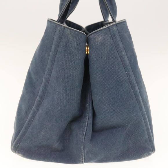 PRADA Canapa GM Tote Bag Canvas Navy Auth yk10287 - Picture 4 of 16